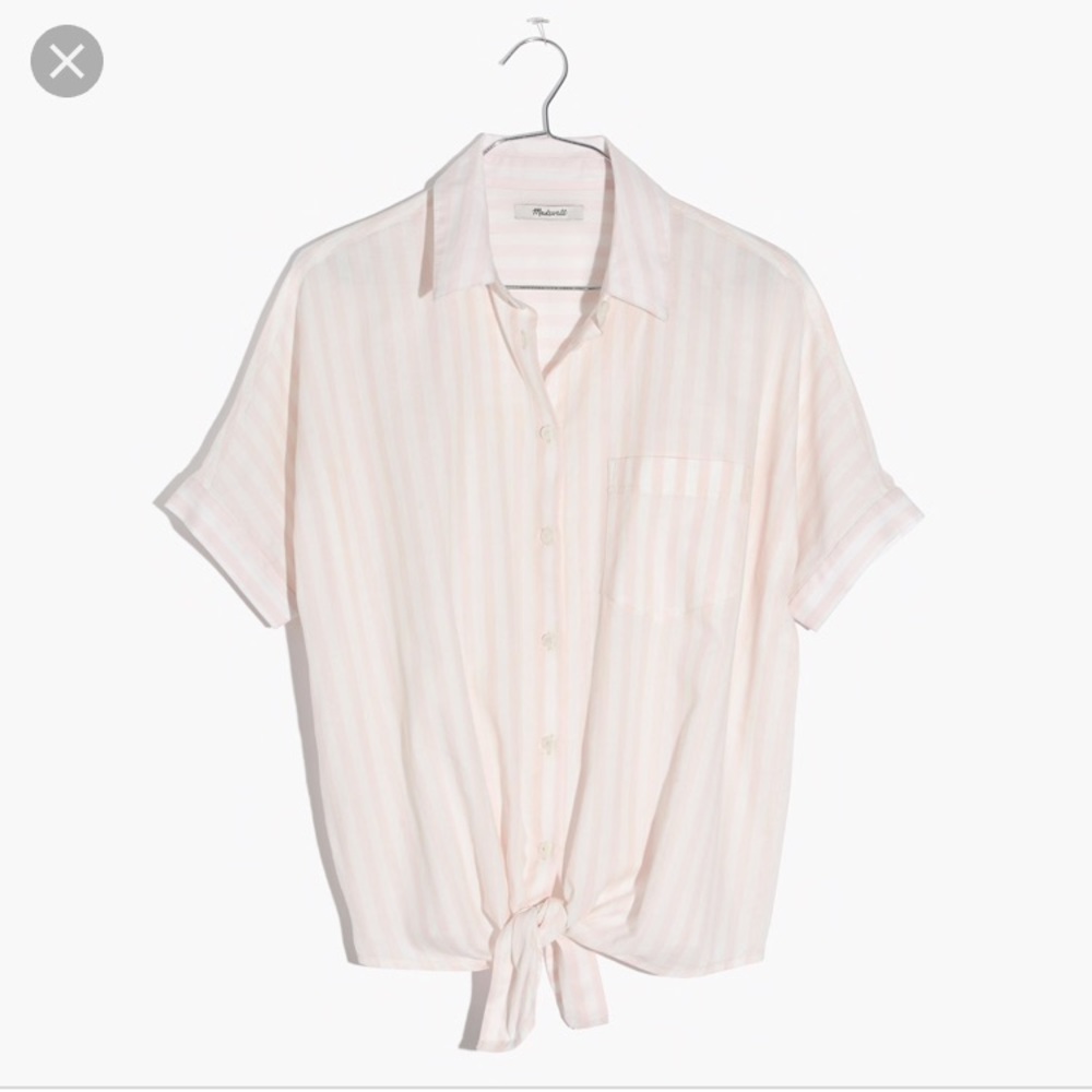 Madewell pink strip button down shirt . Size L.